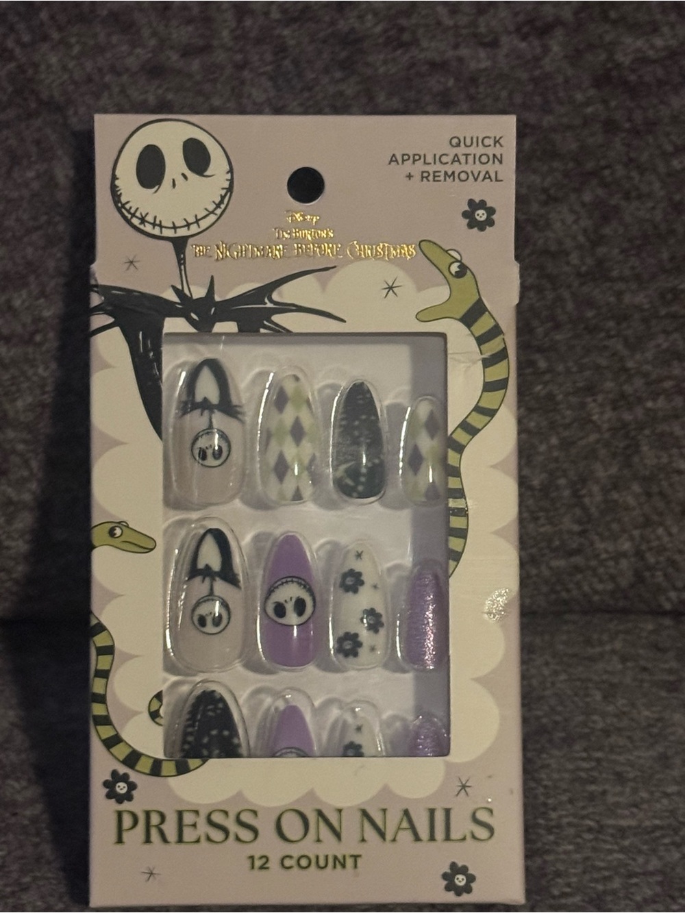 Disney The Nightmare Before Christmas Purple, White & Black Press-On Nails